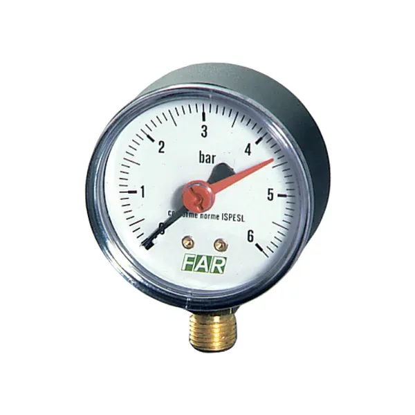 Манометр 1/4″, радиалды қосылыс, 0–10 бар, -20…80 °C, 63 мм, FAR