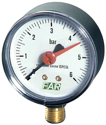 Манометр 1/4'' радиальное соединени, 0-10 бар, -20...80 °С, 50мм, 63 мм, FAR