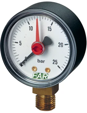 Манометр 1/4″, радиалды қосылыс, 0–25 бар, -30…120 °C, 50 мм, FAR