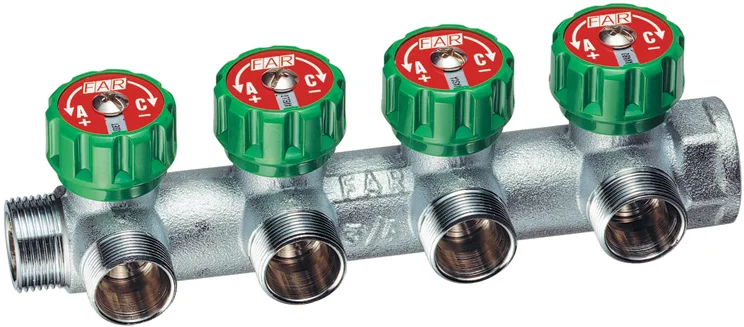 Коллектор регулирующий 1", 4 отвода М24х19 FAR